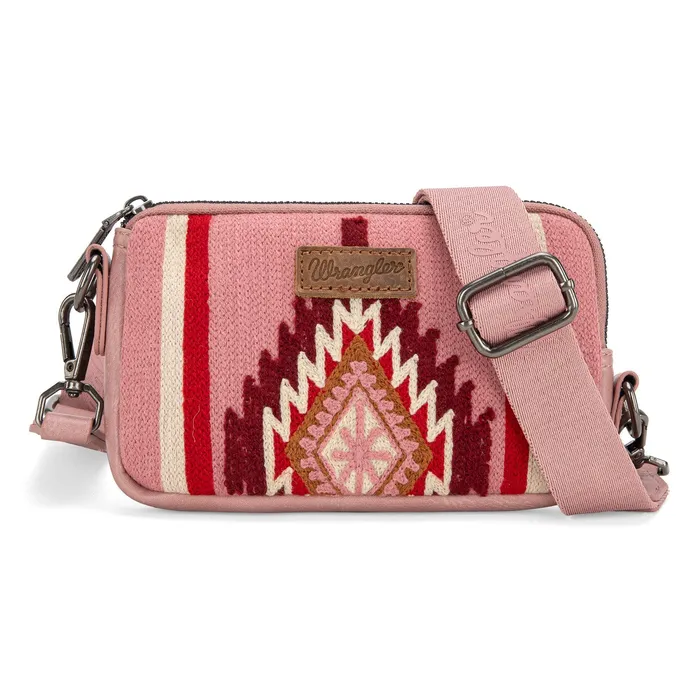 Wrangler Southwestern Knitted Mini CrossbodyWallet Hot Pink MONTANA WEST Earrings
