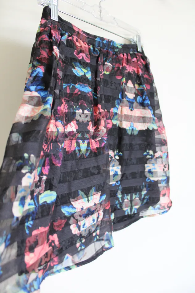 Xhilaration Rings Xhilaration Black Floral Striped Skirt S