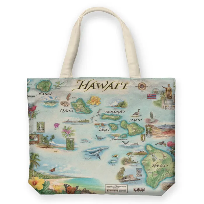 XPLORERMAPS Earrings Xplorer Maps Hawaii Canvas Tote Bag