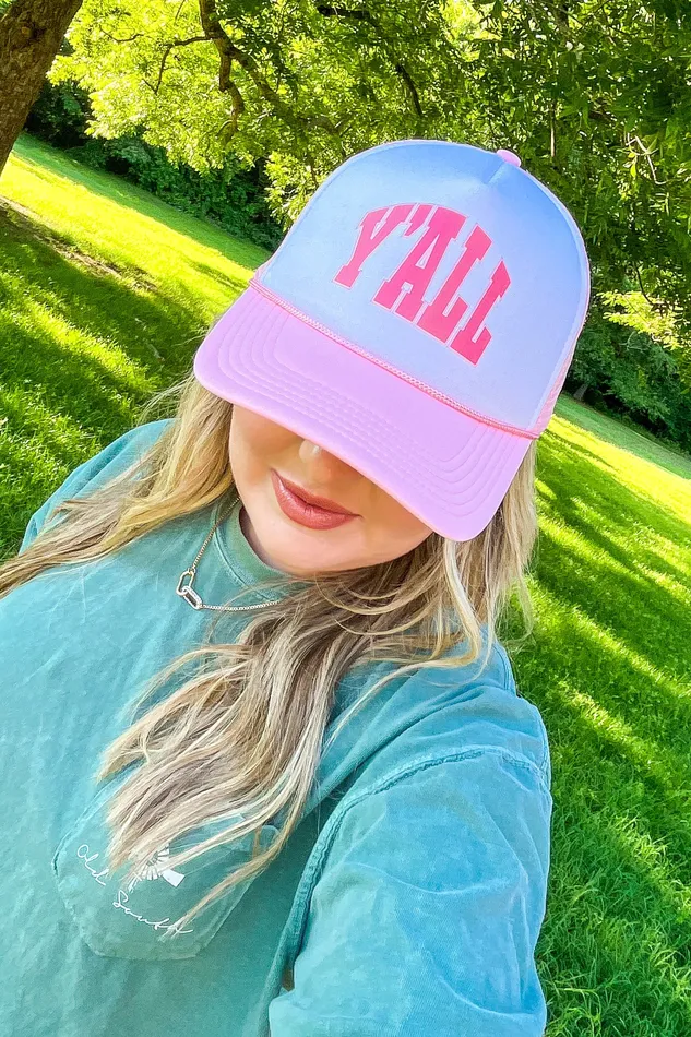 YALL Foam Trucker Hat Pink JL Franklins Earrings YALL Foam Trucker Hat Pink JL Franklins Earrings