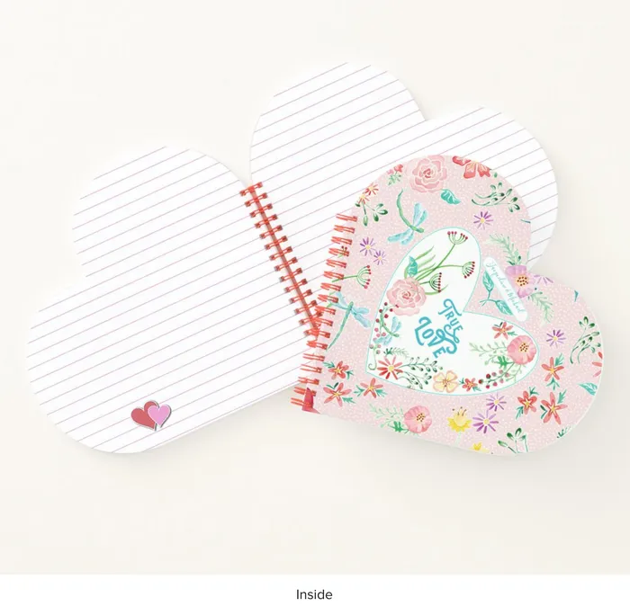 ZAZZLE Hearts Notebook Floral Hearts n Love Dragonfly Valentines Day Notebook Rings