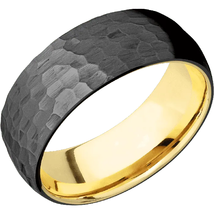 Zirconium Hammer Finish 14K Yellow Gold Lashbrook Earrings
